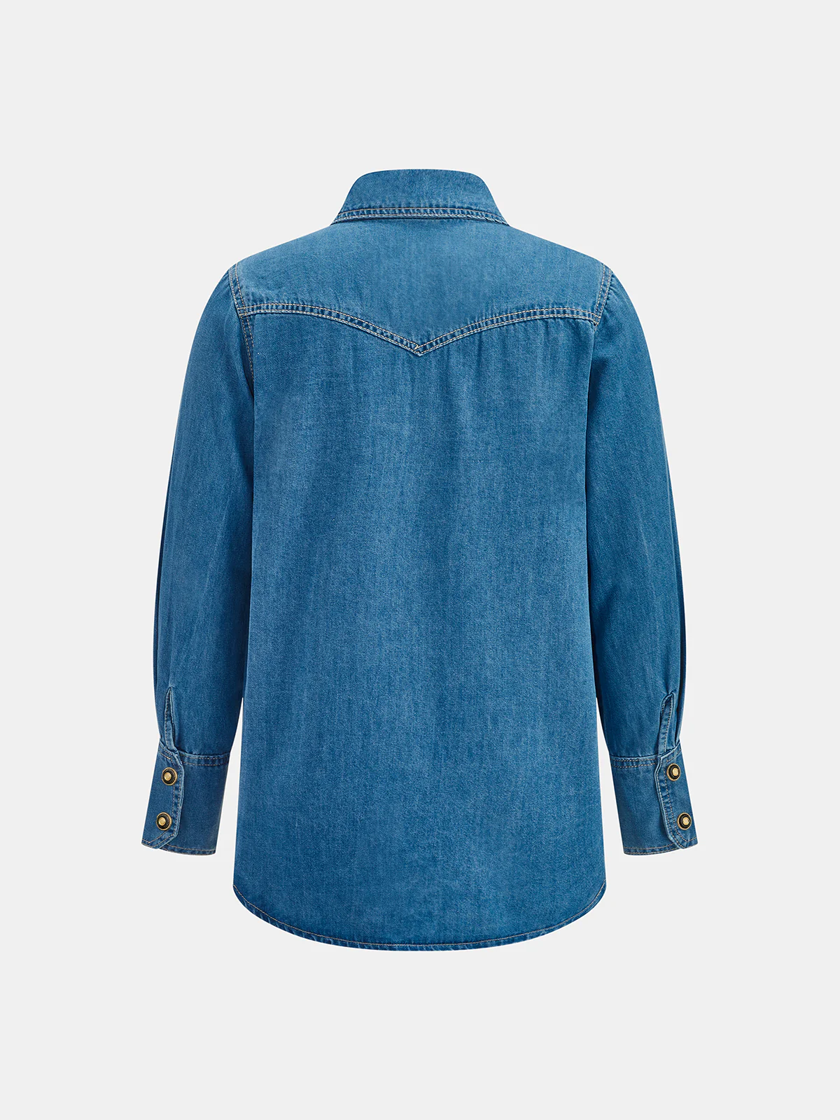 Knot-Front Studded Denim Shirt - Image 2