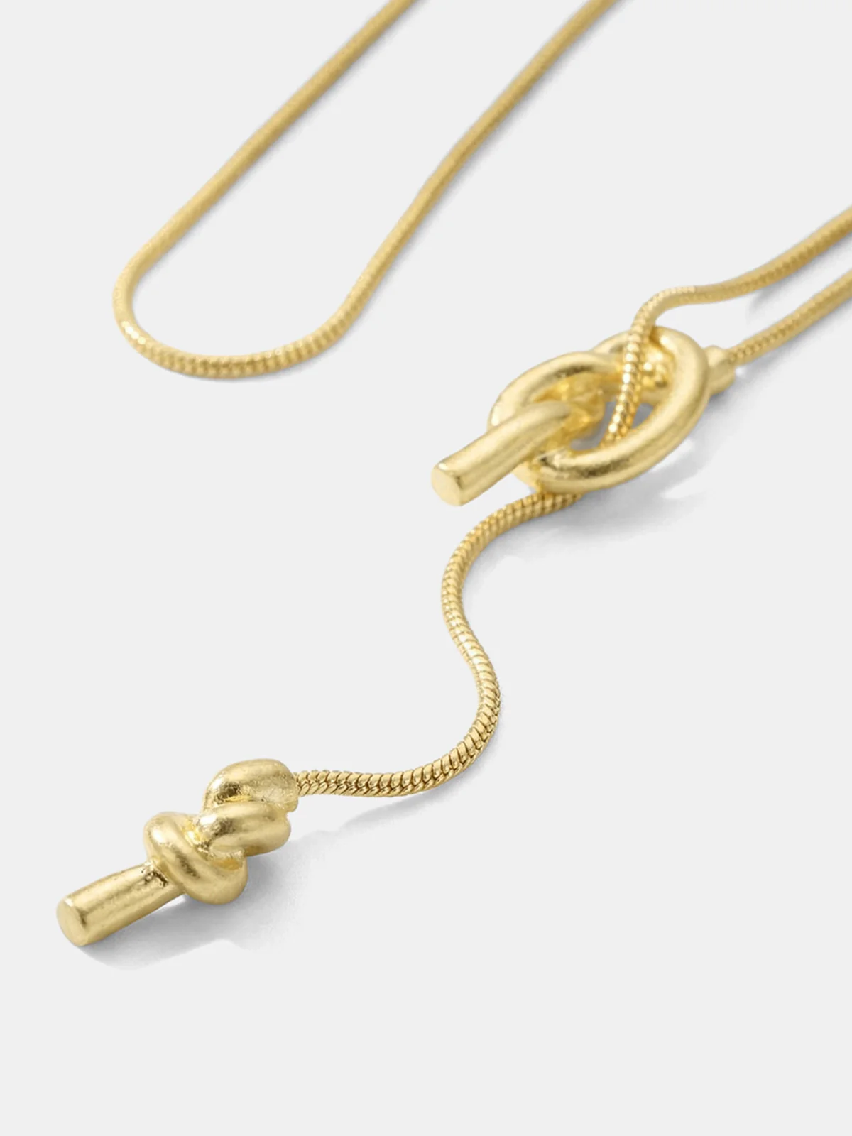 Knot Lariat Snake Chain Necklace - Image 4