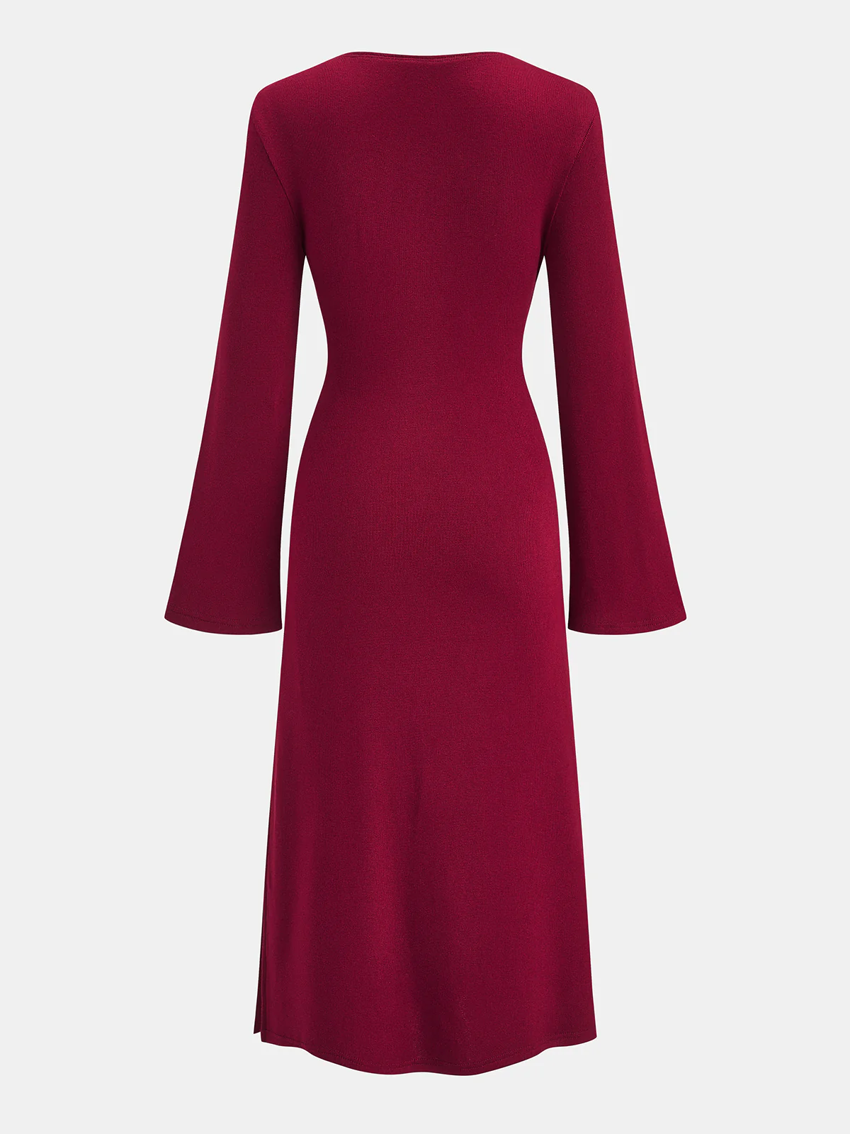 Knot-Waist Bell Sleeve Wrap Midi Dress - Image 2