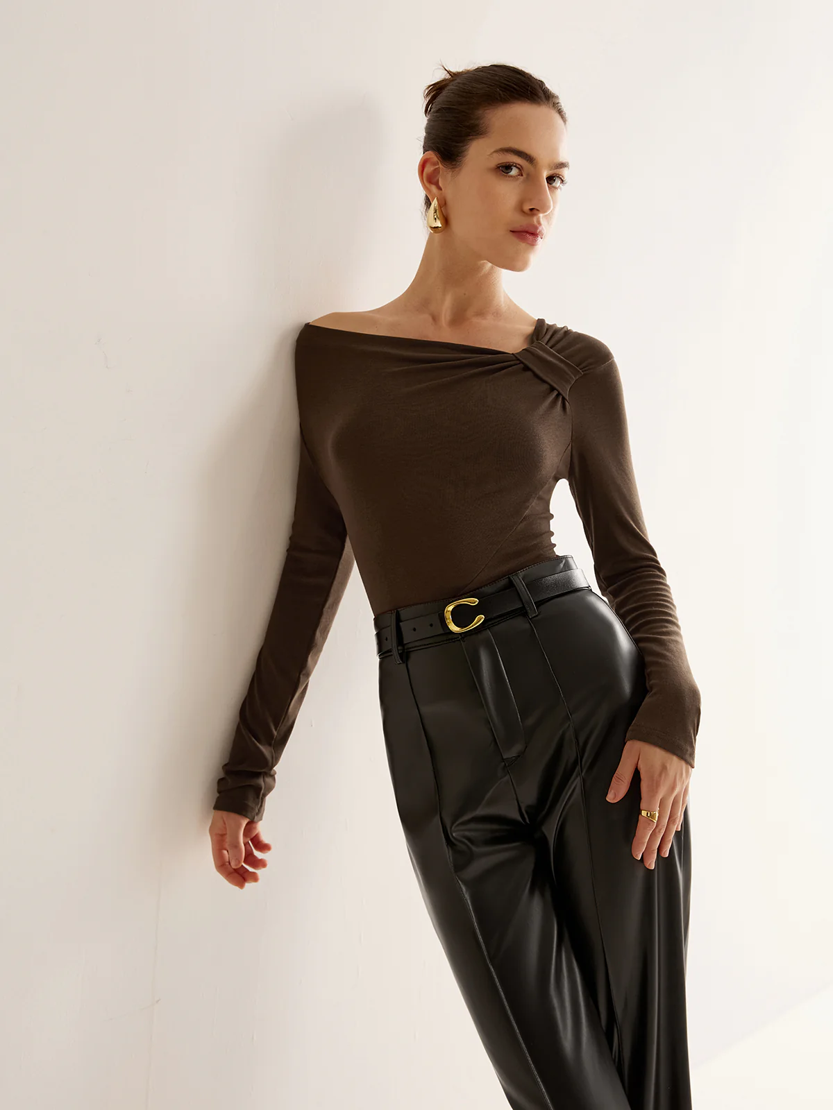 Knotted Cold-Shoulder Jersey Top - Image 2