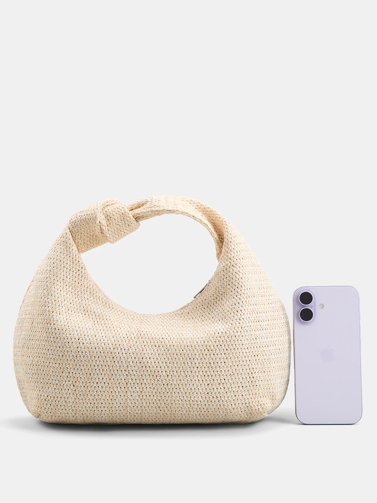 Knotted Woven Straw Hobo Handbag - Image 2