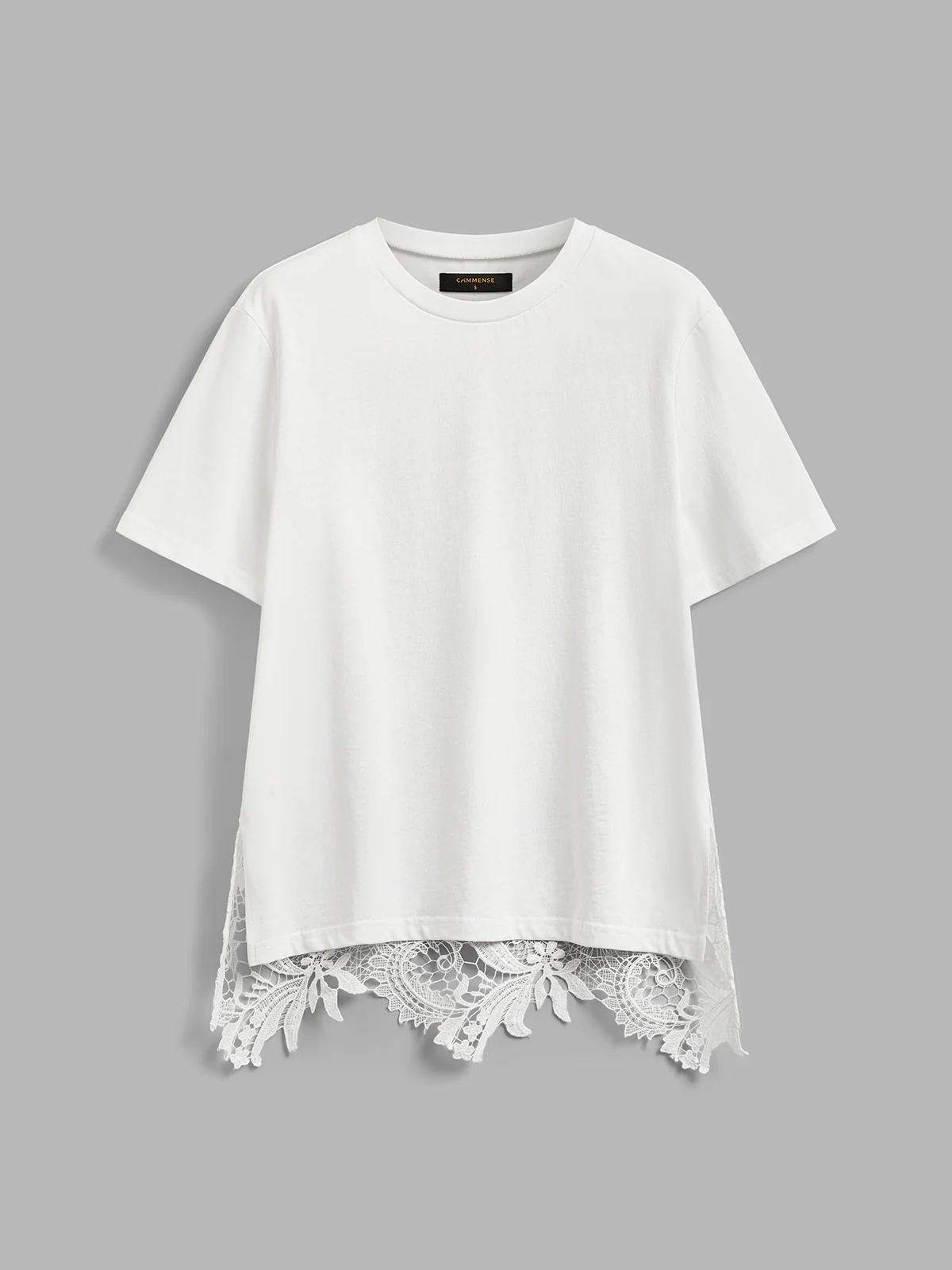 Lace-Back Cotton Short Sleeve Top - Image 2