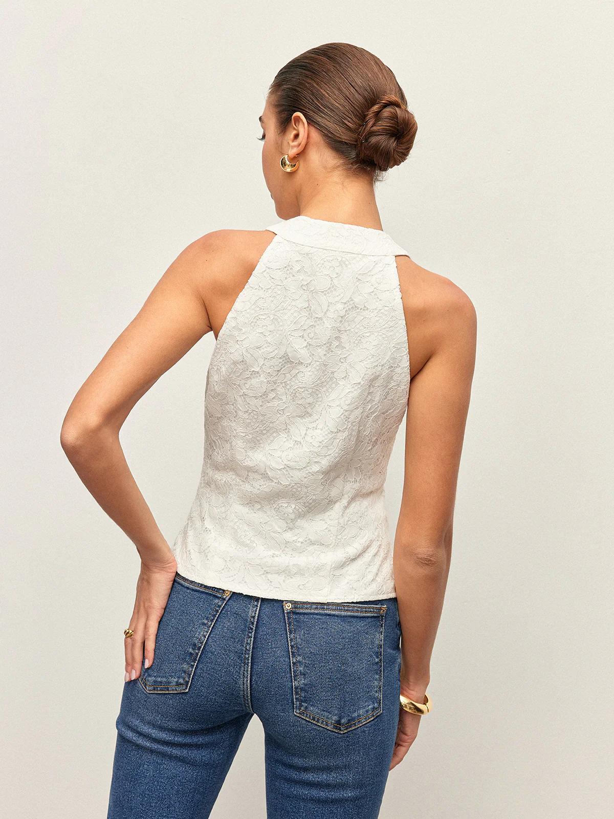 Lace Button Detail Halter Top - Image 7