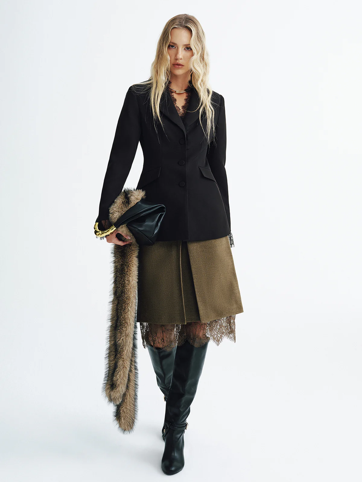 Lace Detail Fitted Blazer - Image 3