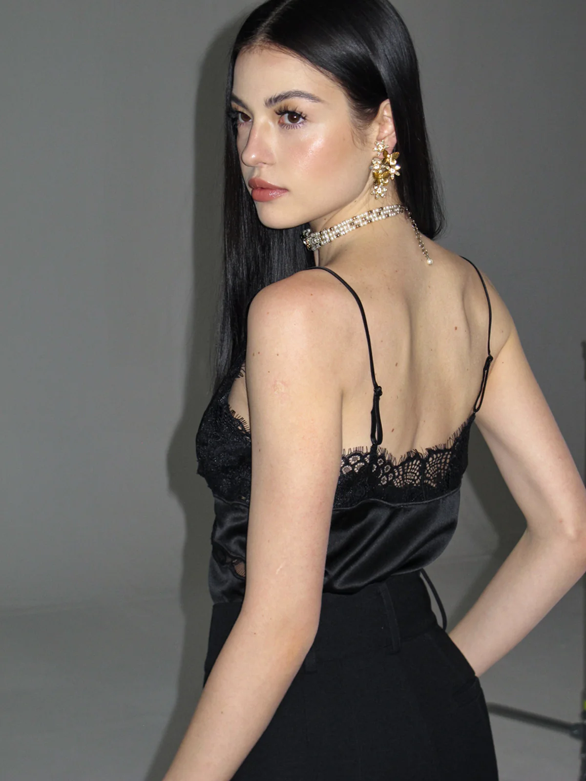 Lace Detail Satin Cami Top - Image 5