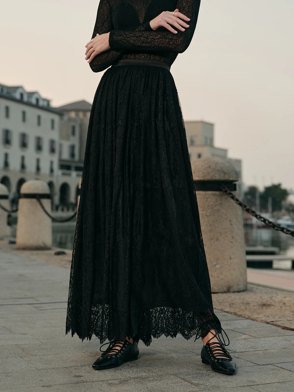 Lace Embroidered A-Line Skirt - Image 2
