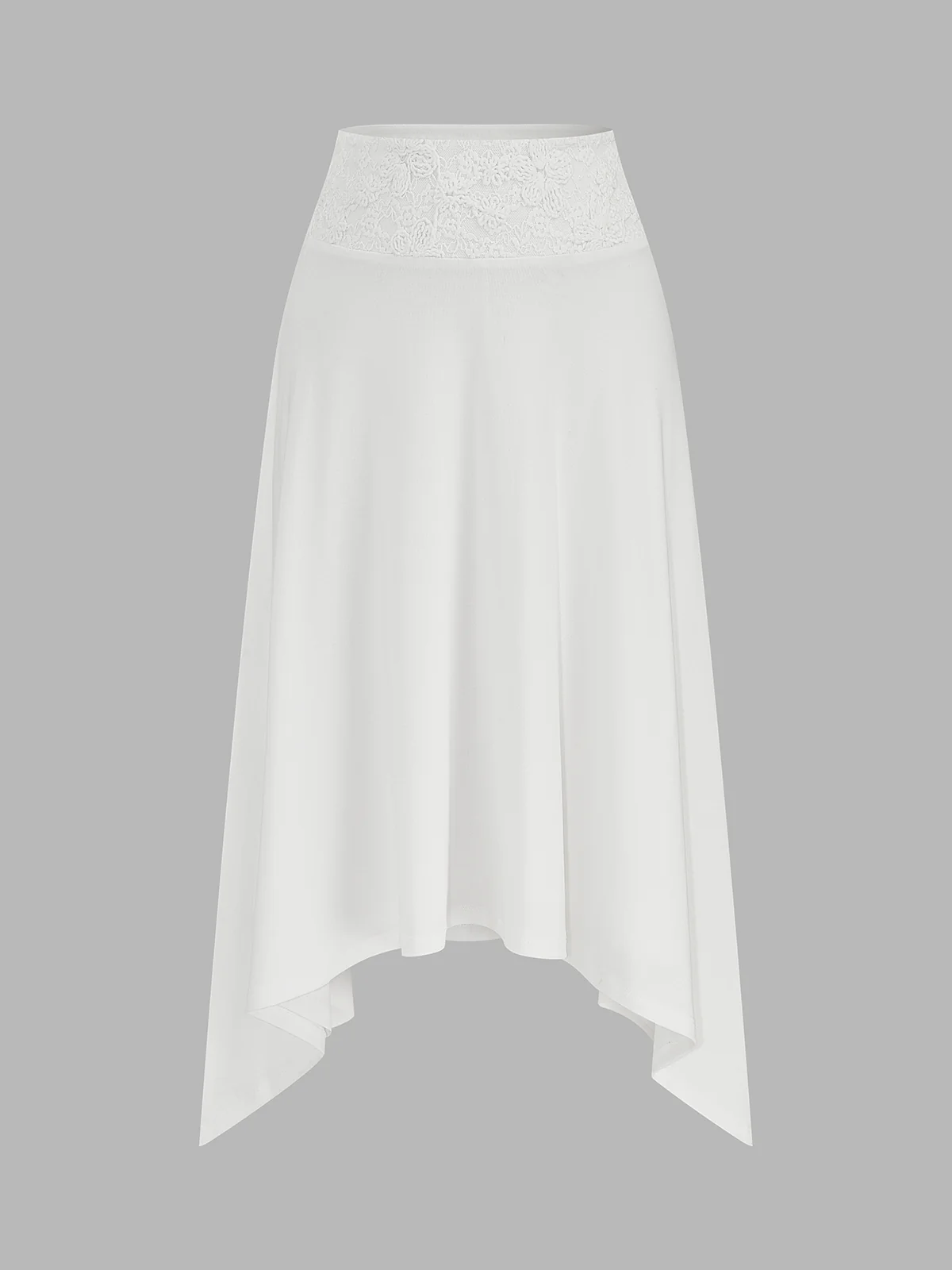 Lace Halter Crop Top & Asymmetric Midi Skirt Set - Image 5