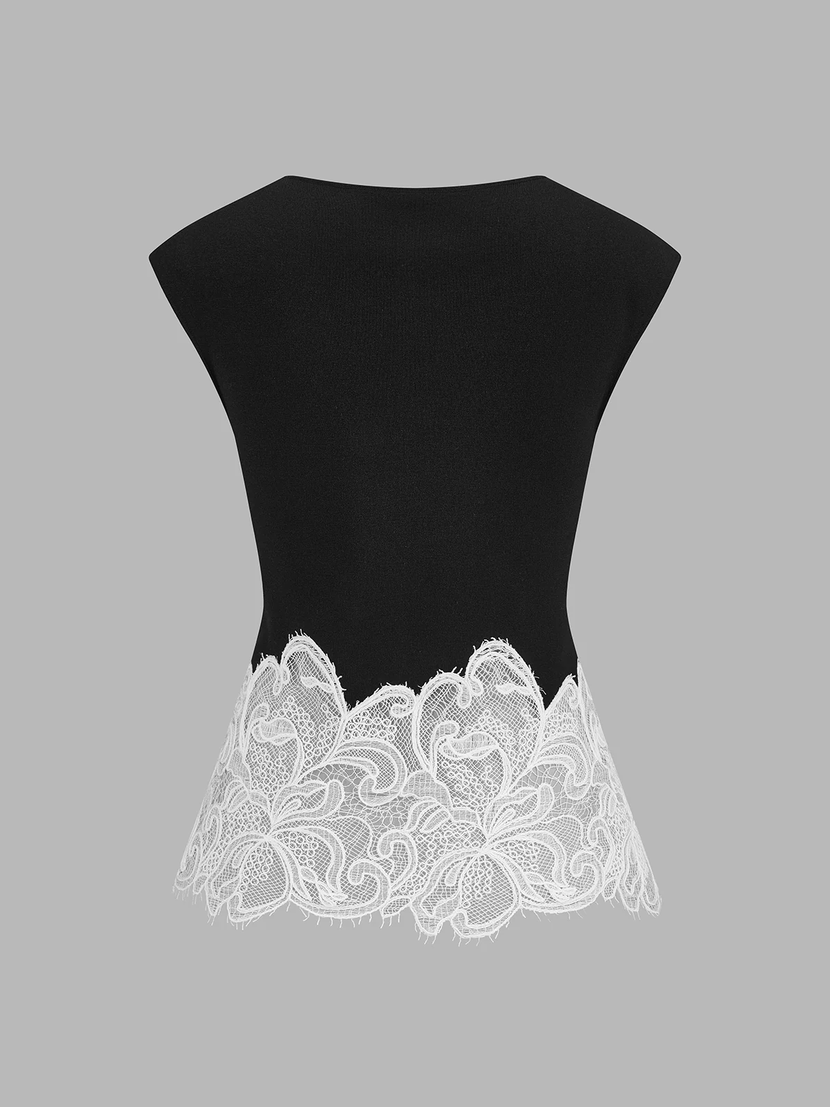 Lace Hem Knit Sleeveless Top - Image 3