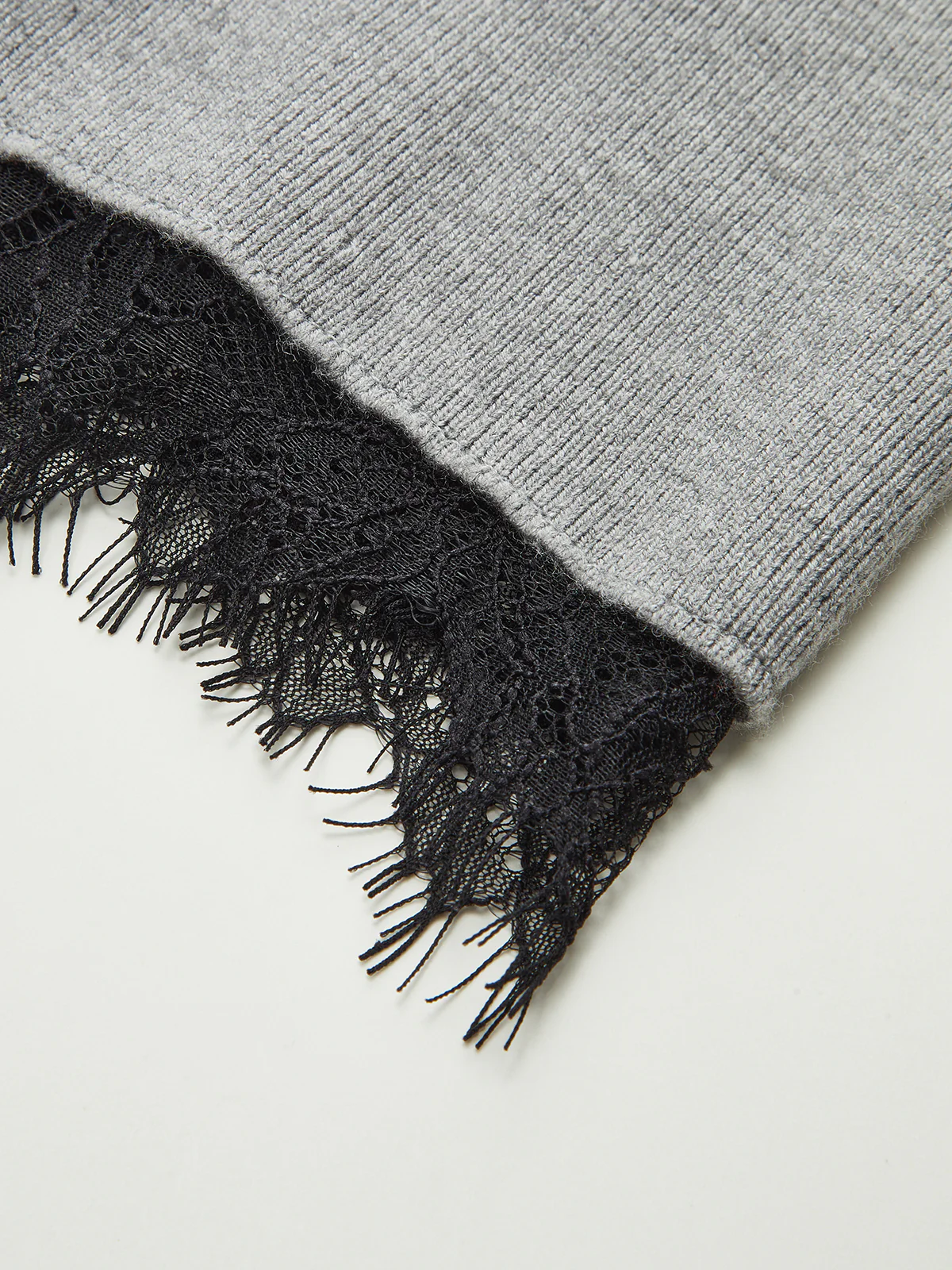 Lace Hem Ribbed Knit Cardigan - Image 3