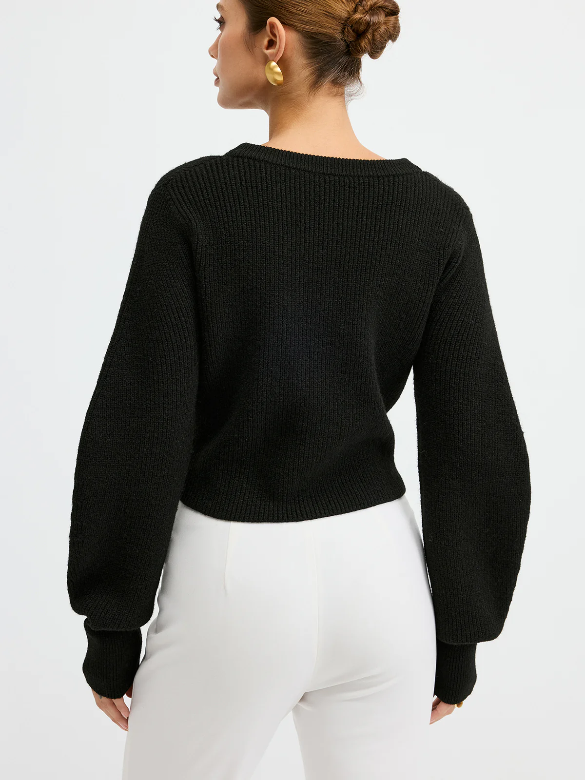 Lace Hem Wool Blend Cardigan - Image 5