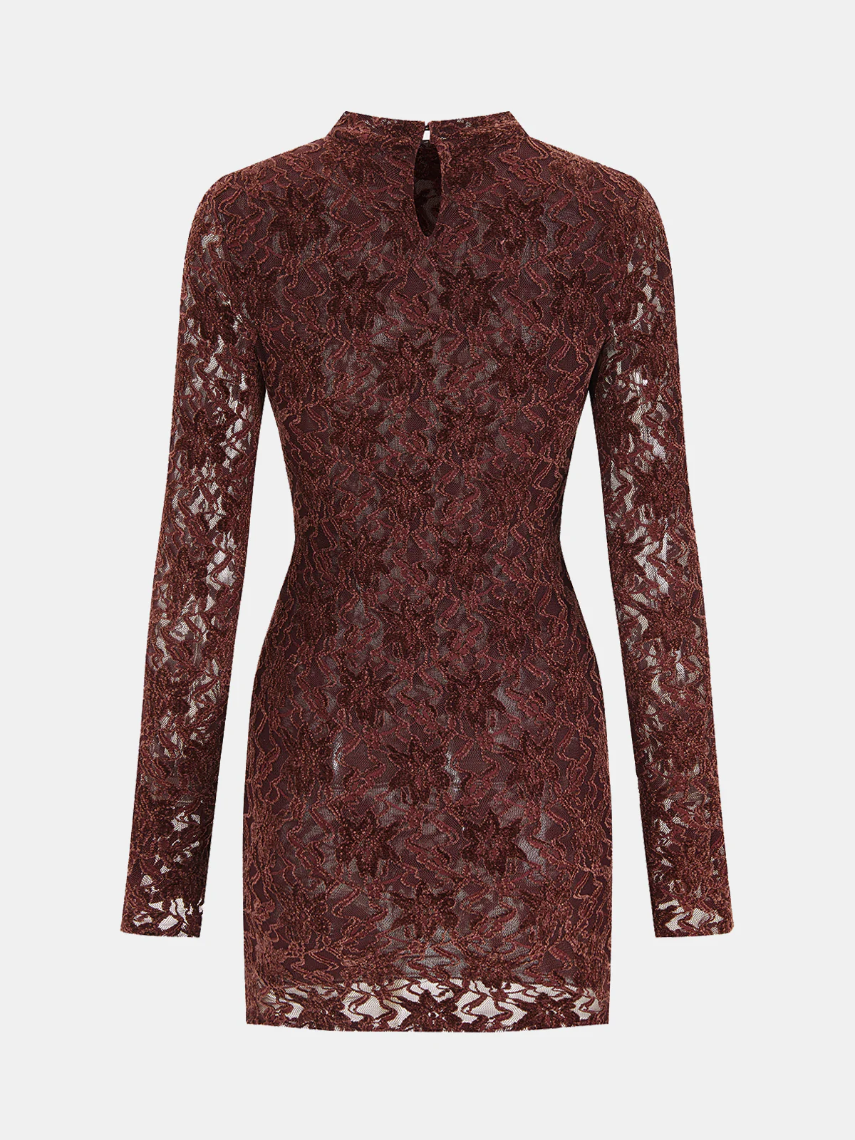 Lace-Jacquard Long-Sleeve Mini Dress - Image 2