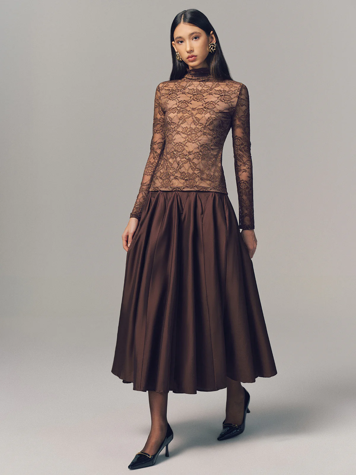 Lace Mock Neck Long-Sleeve Top - Image 4