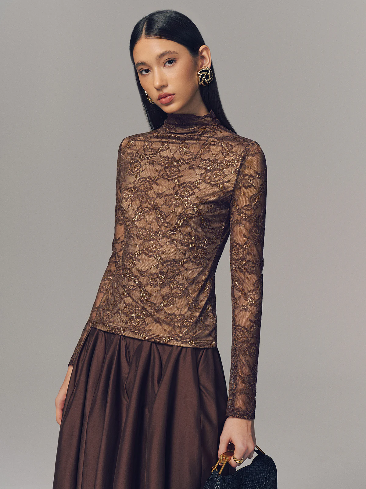Lace Mock Neck Long-Sleeve Top - Image 5