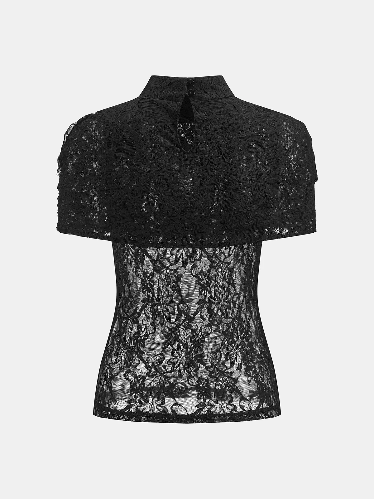 Lace Mock Neck Sheer Top - Image 3