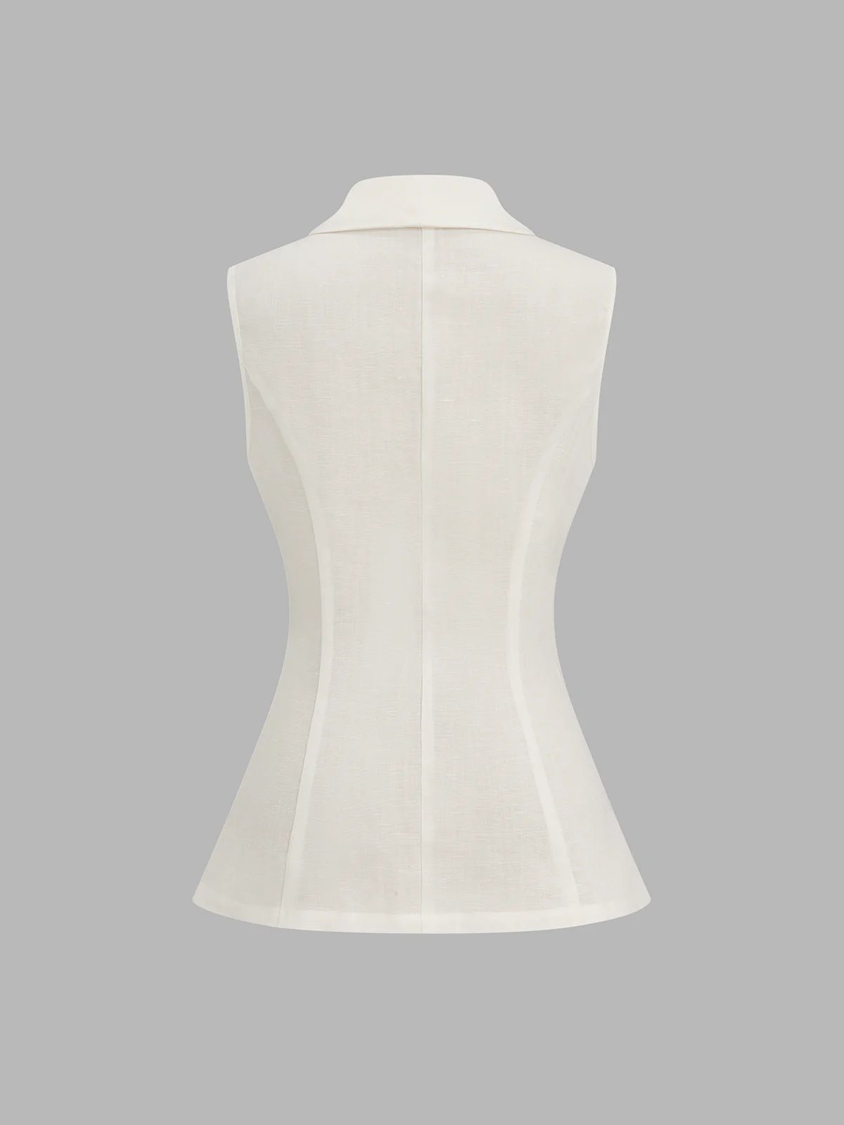 Lace Panel Frog Button Linen Blend Blazer Vest - Image 3