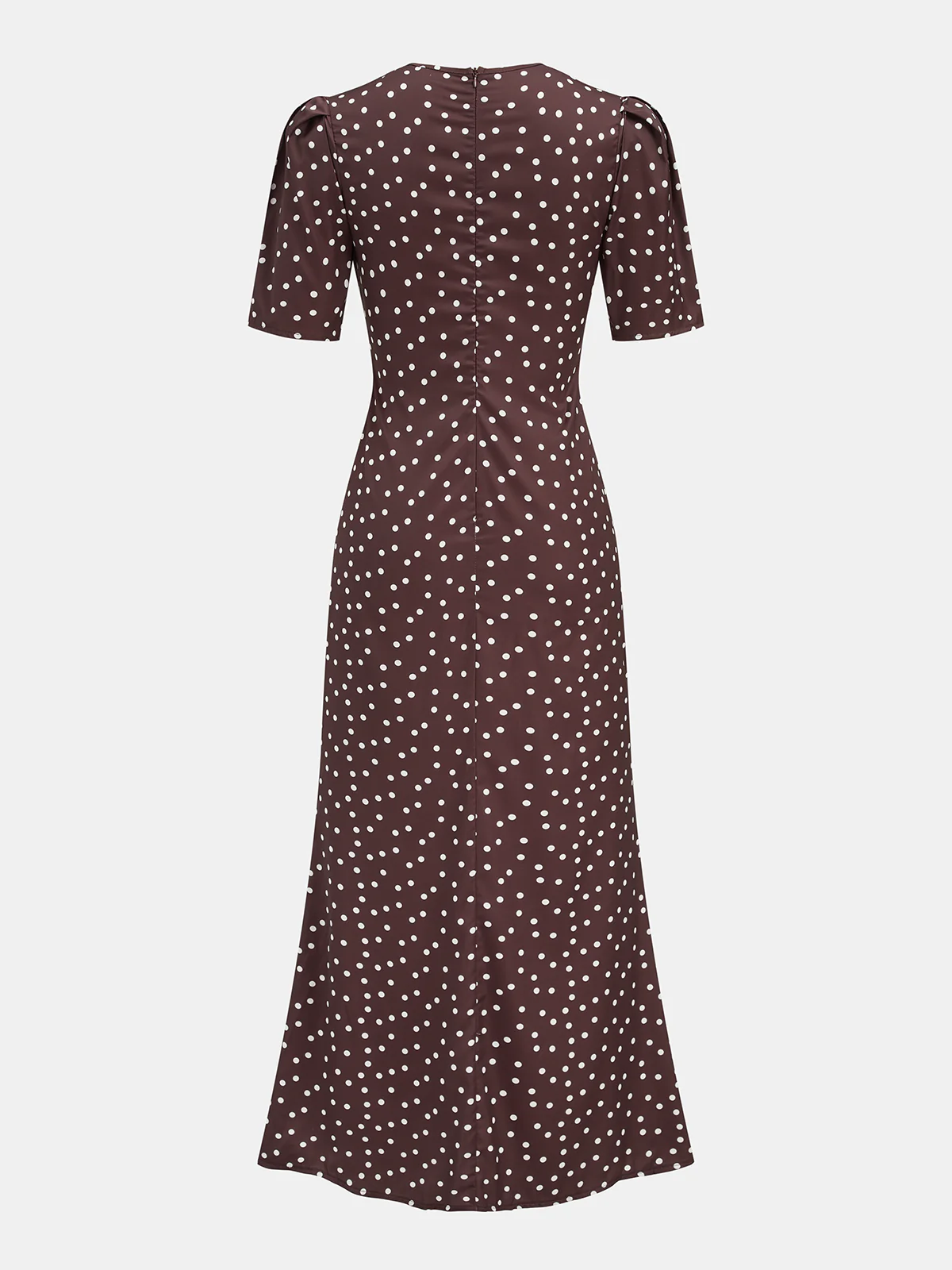 Lace Panel Polka Dot Short Sleeve Maxi Dress - Image 3