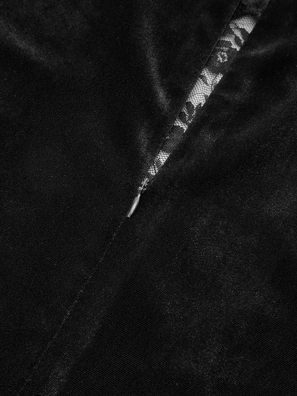 Lace Panel Velvet Long-Sleeve Maxi Dress - Image 4