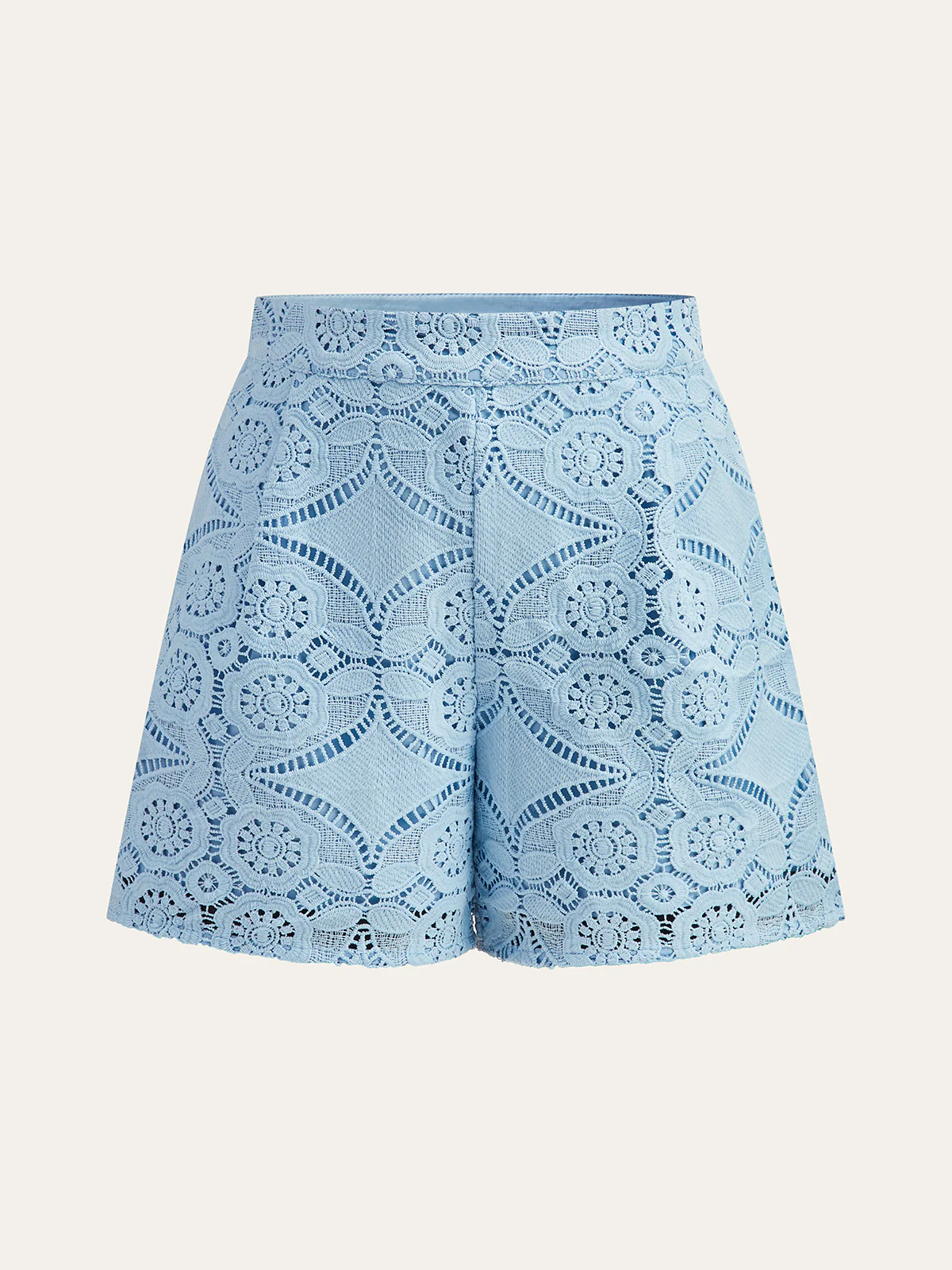 Lace Puff Sleeve Shorts Set Without Belt - Image 3
