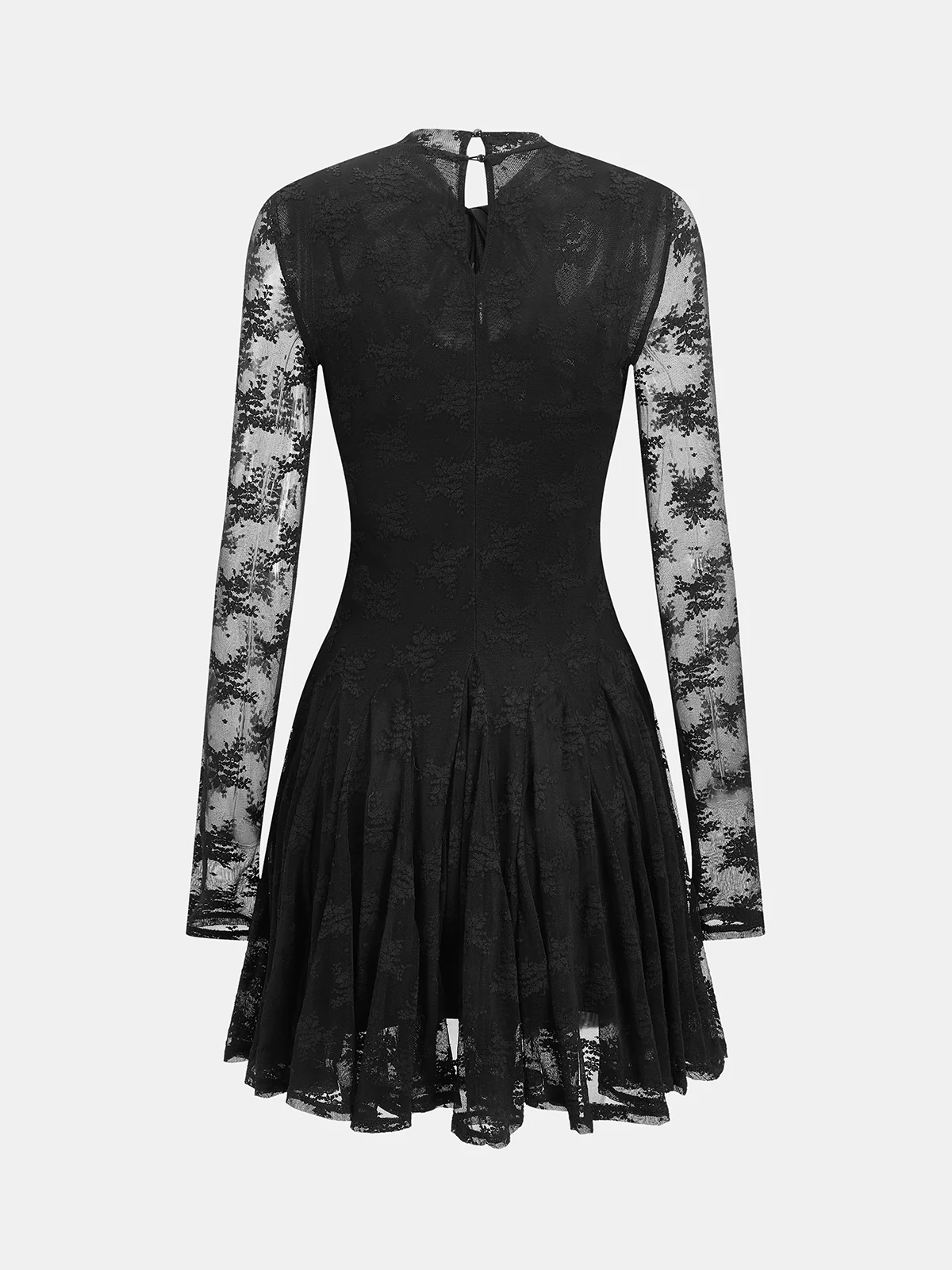 Lace Sheer-Sleeve & Cami Liner Two-Piece Mini Dress - Image 3