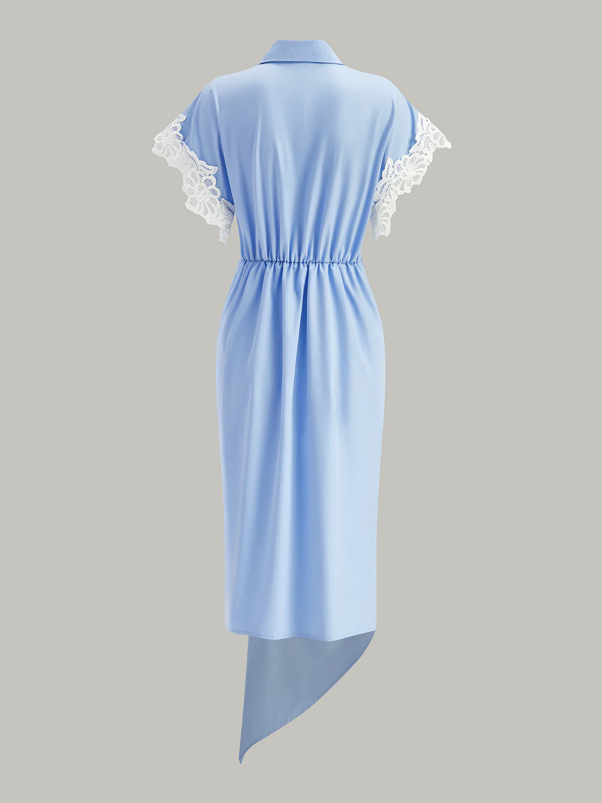 Lace Trim Asymmetric Hem Shirt Dress - Image 2