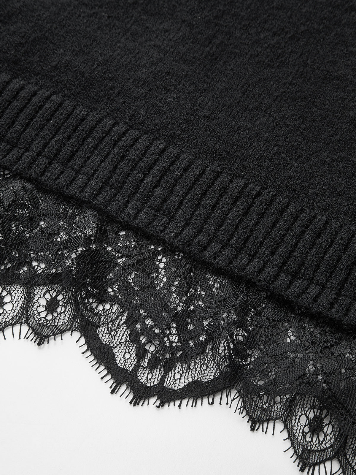 Lace Trim Back Slit Knit Sweater - Image 4