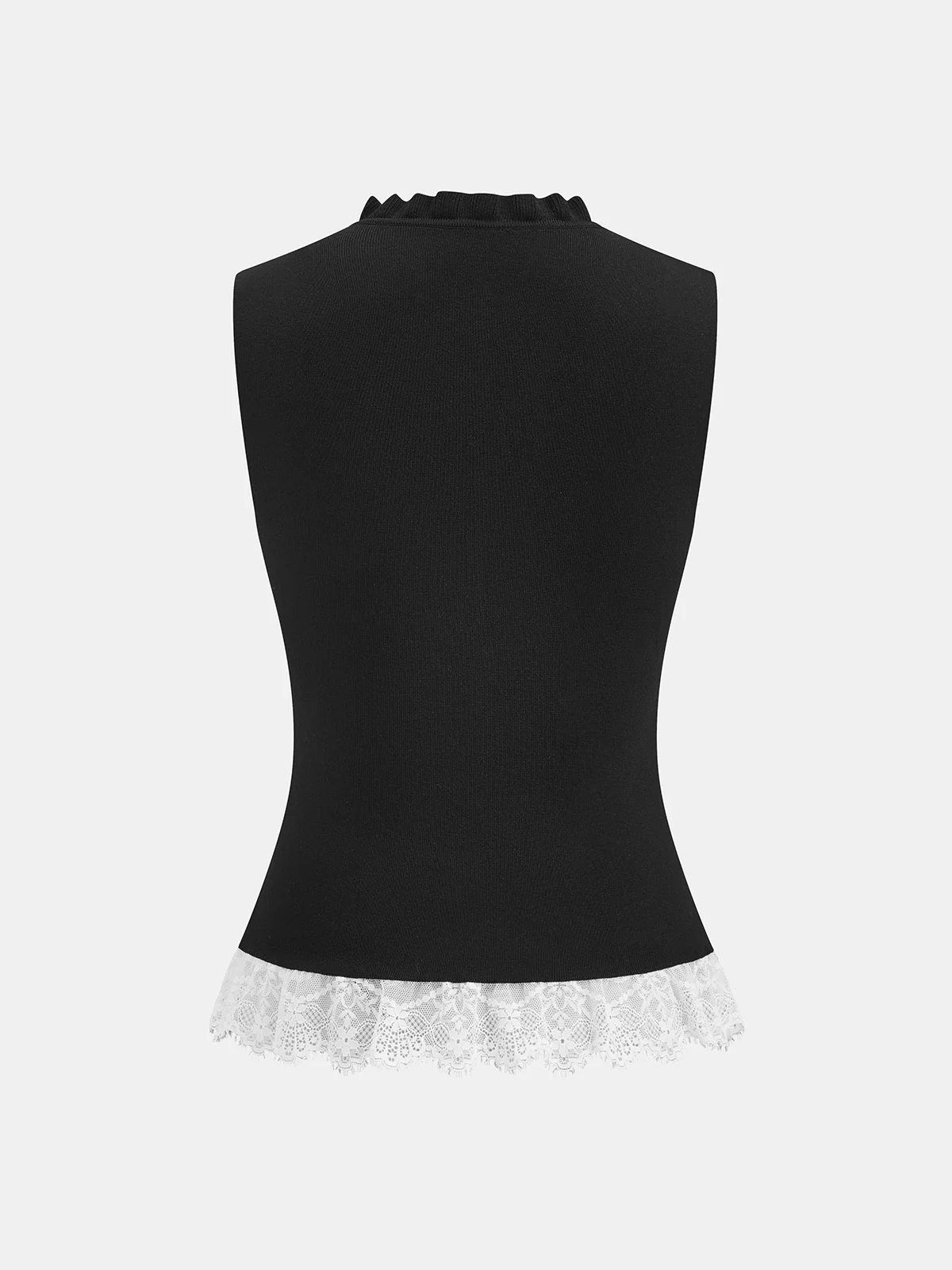 Lace Trim Button Front Knit Vest - Image 3
