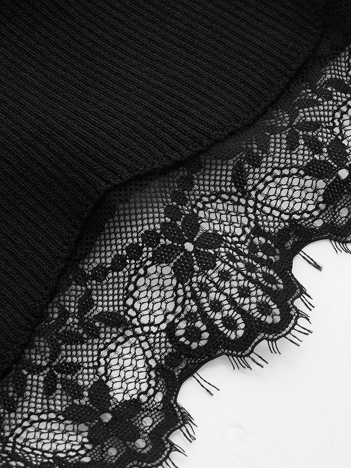 Lace Trim Button Front Ribbed Knit Top - Image 4