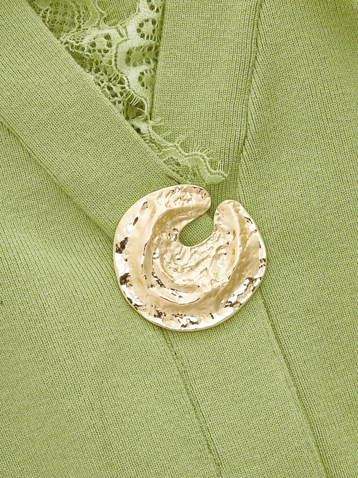 Lace Trim Buttoned V-Neck Knit Vest - Image 3