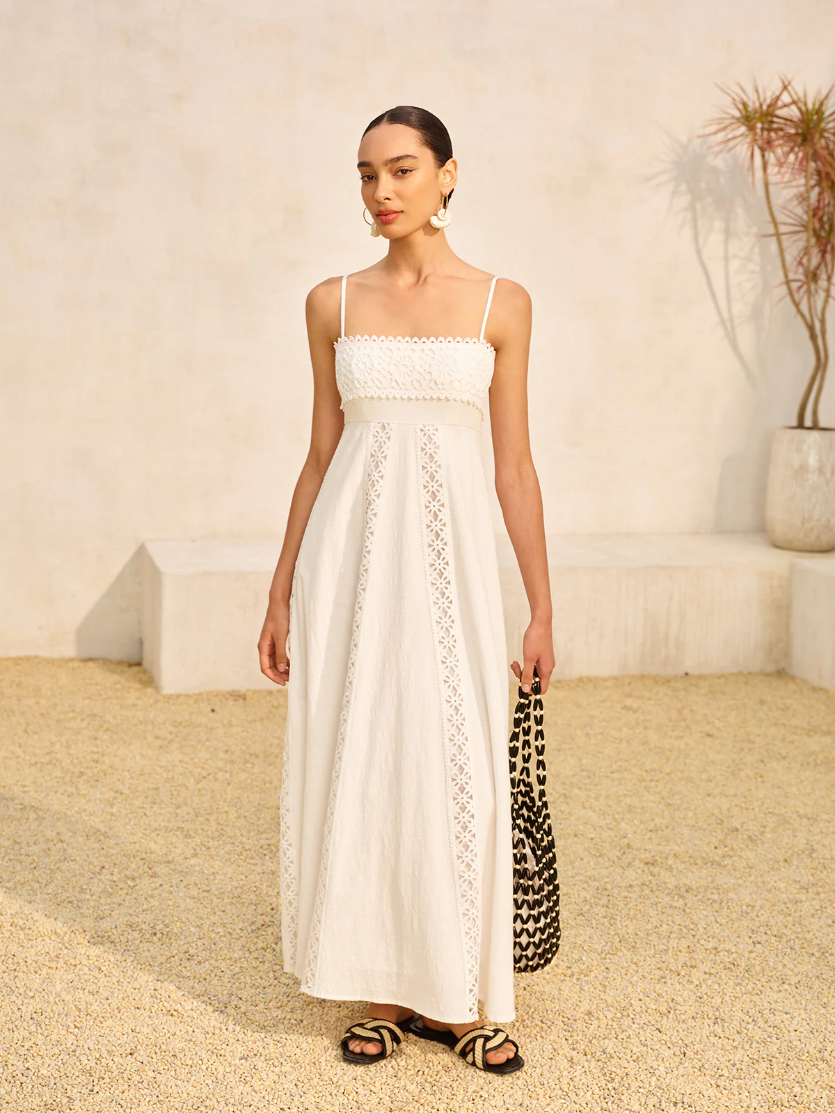Lace Trim Cotton Cami Dress - Image 4