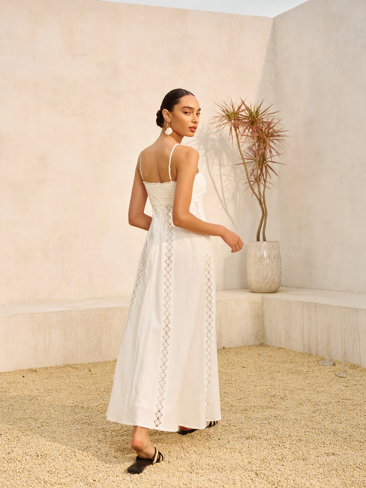 Lace Trim Cotton Cami Dress - Image 6