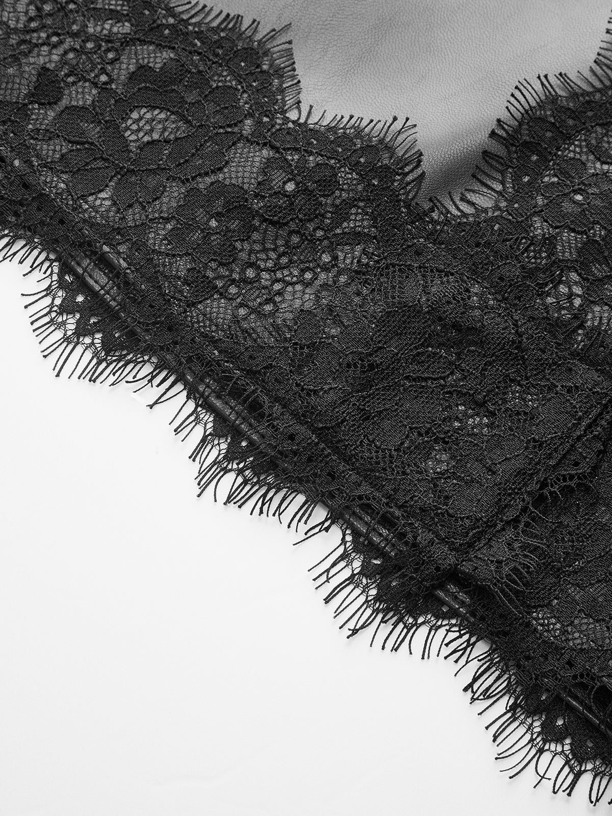 Lace Trim Faux Leather Mini Skirt - Image 3