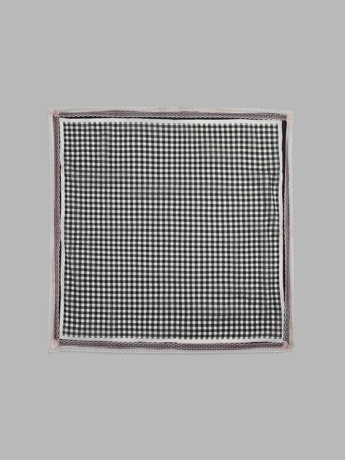 Lace Trim Gingham Scarf - Image 2