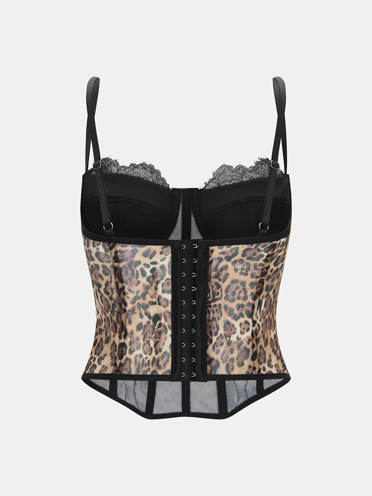 Lace-Trim Leopard-Print Chiffon Corset Top - Image 2
