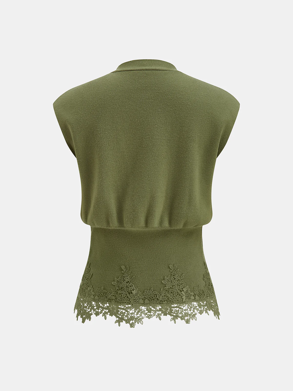 Lace Trim Metal Button V-Neck Knit Vest - Image 2