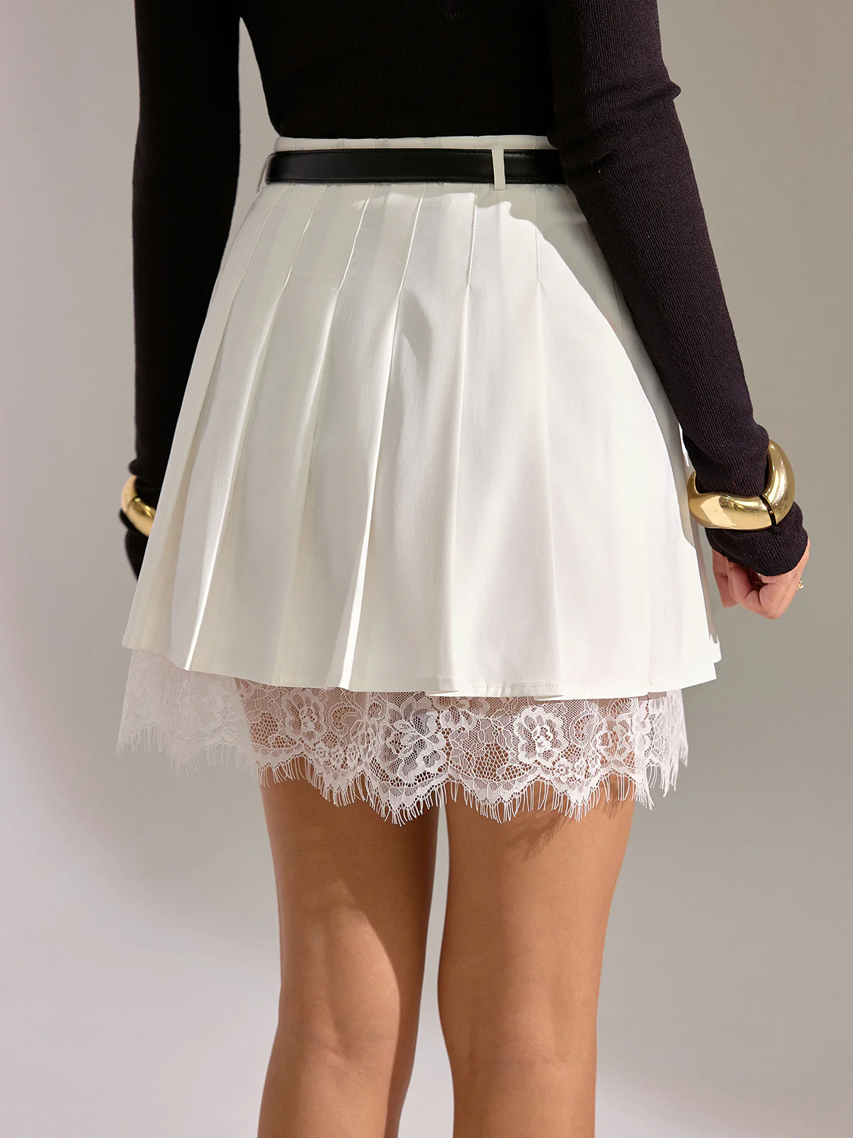 Lace Trim Pleated Mini Skirt - Image 5