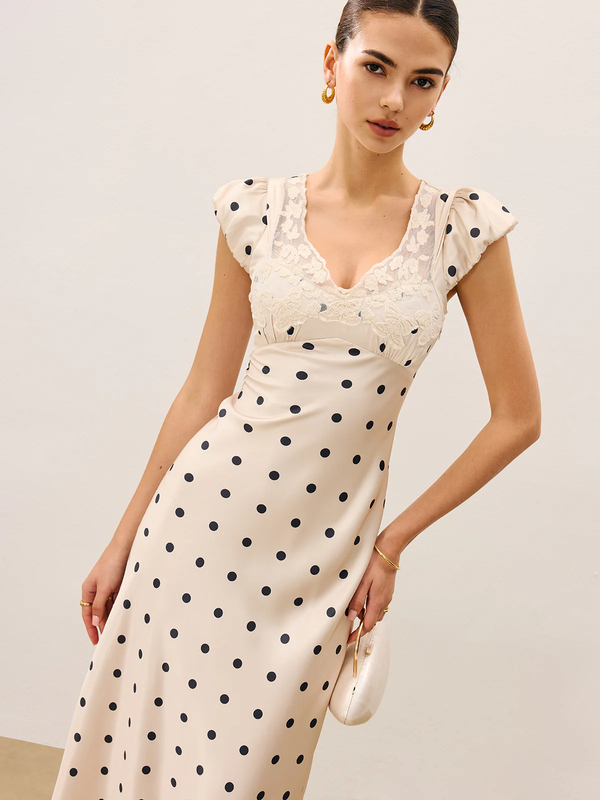 Lace Trim Polka Dot Dress - Image 5