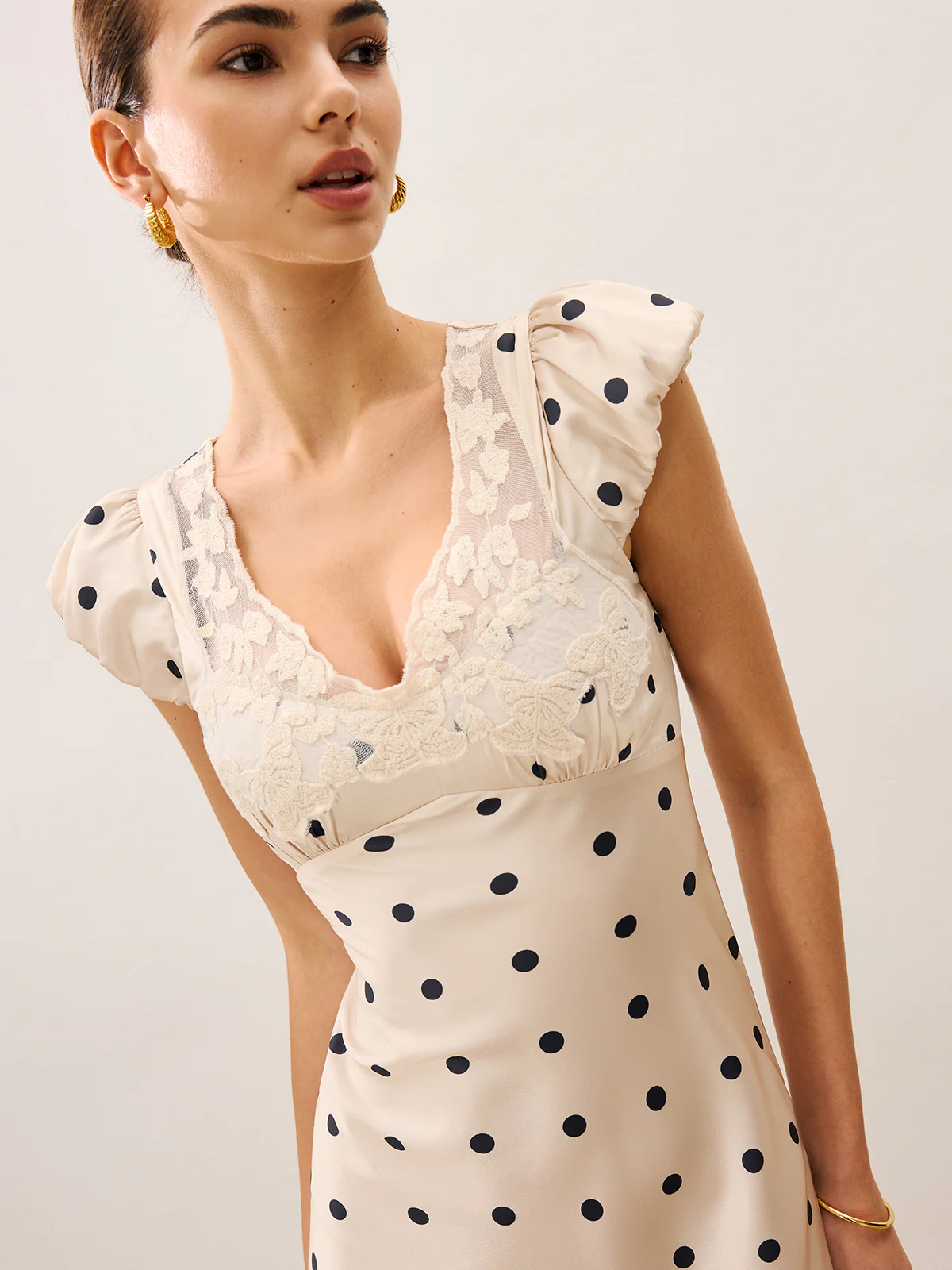 Lace Trim Polka Dot Dress - Image 6