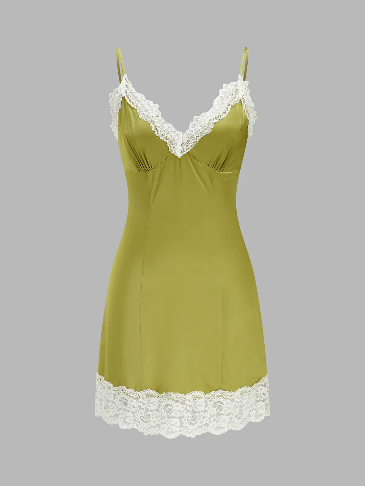 Lace Trim Satin Cami Mini Dress - Image 2