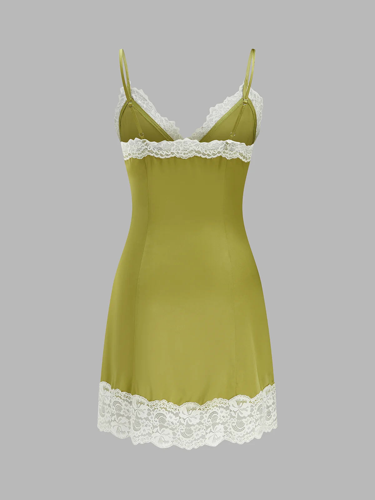 Lace Trim Satin Cami Mini Dress - Image 3