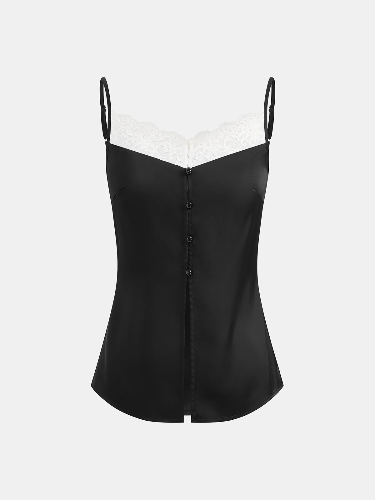Lace Trim Satin Cami Top - Image 2
