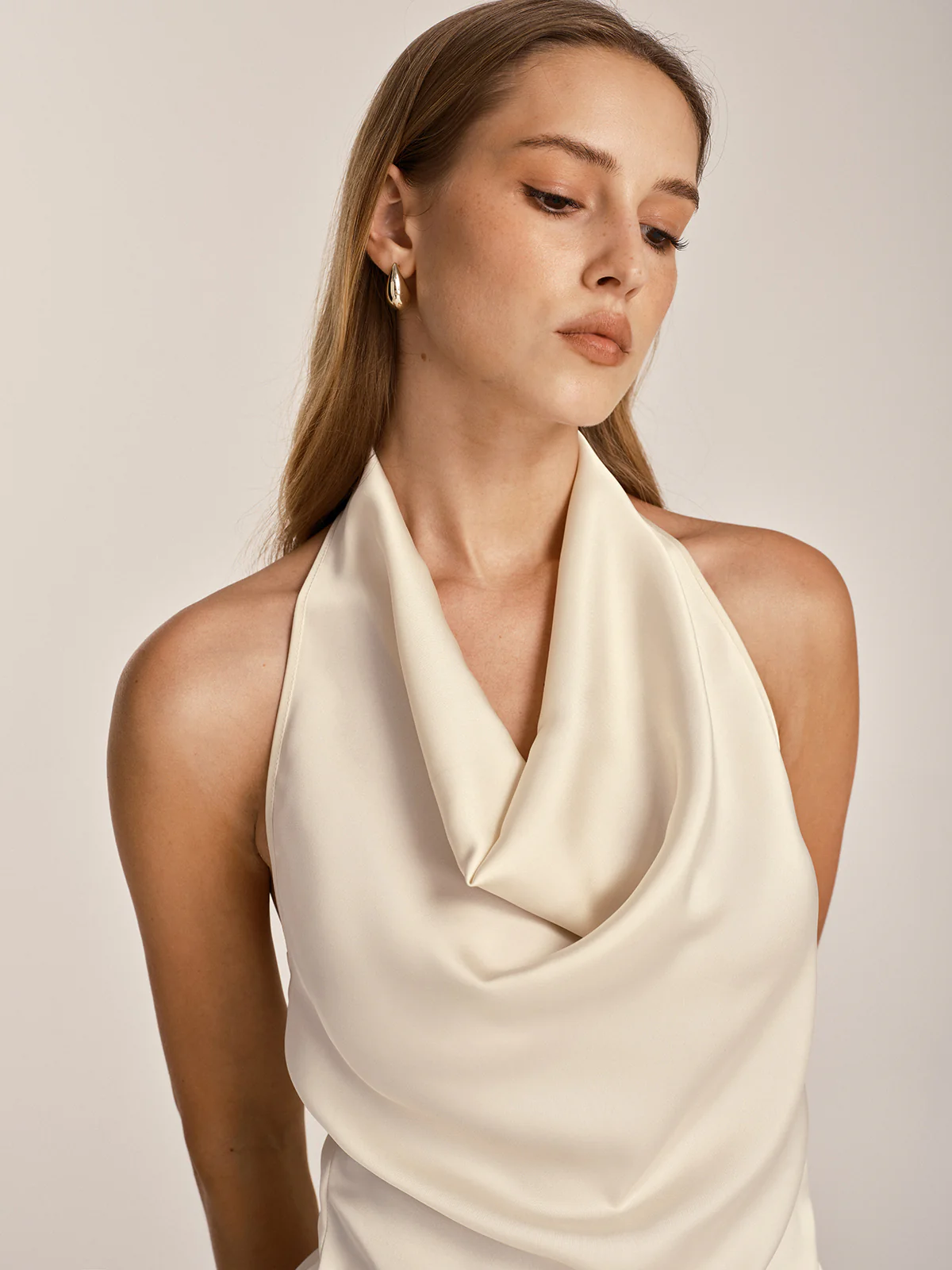 Lace Trim Satin Cowl Neck Top & Mermaid Skirt Set - Image 8