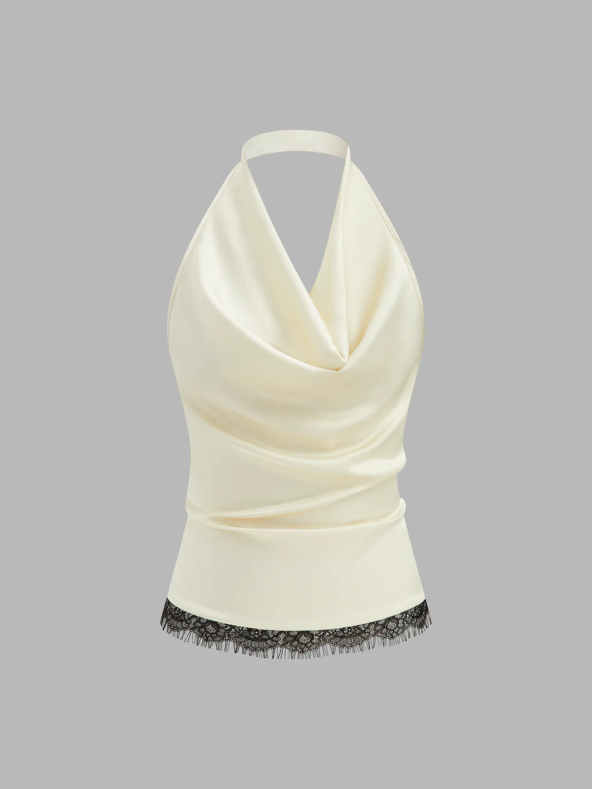 Lace Trim Satin Cowl Neck Top & Mermaid Skirt Set - Image 9