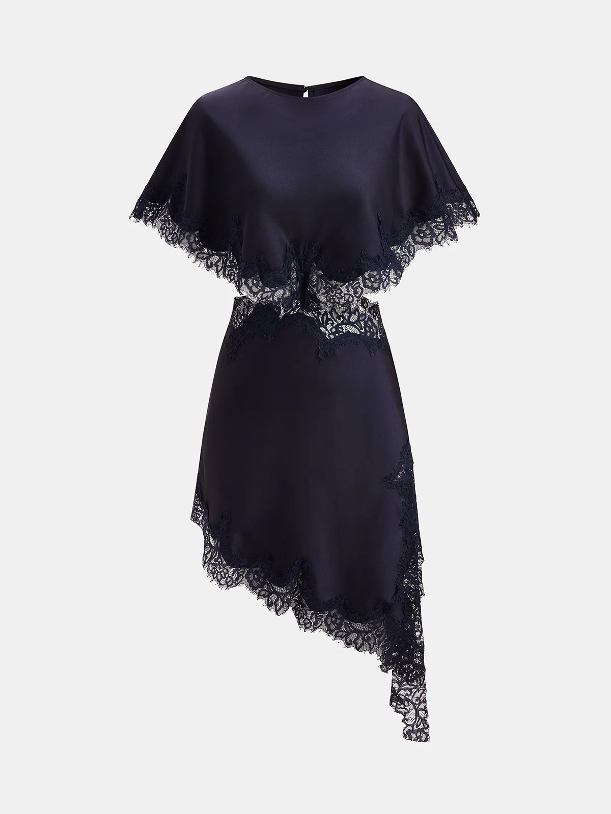 Lace Trim Satin Cut-Out Capelet Mini Dress - Image 7