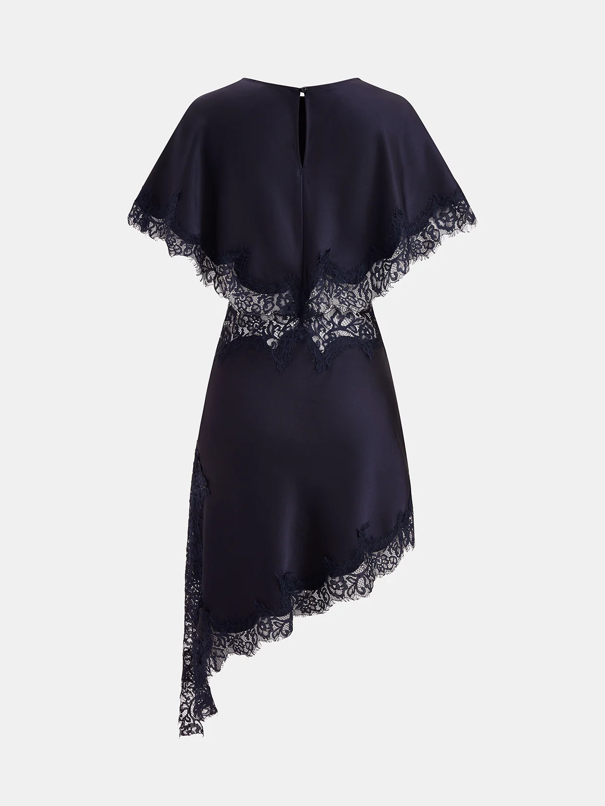 Lace Trim Satin Cut-Out Capelet Mini Dress - Image 8