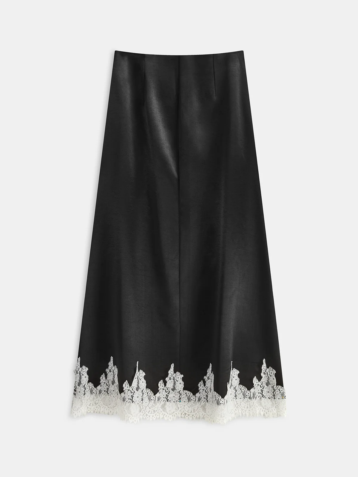 Lace Trim Satin Maxi Skirt - Image 2
