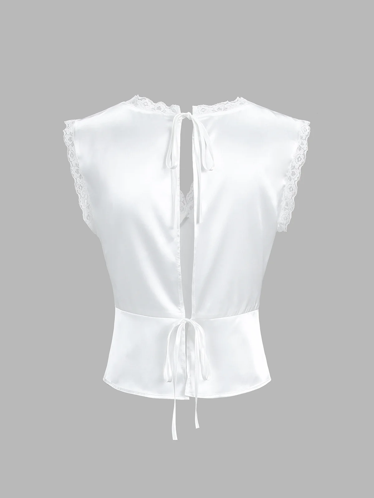 Lace Trim Satin Skirt Set - Image 4