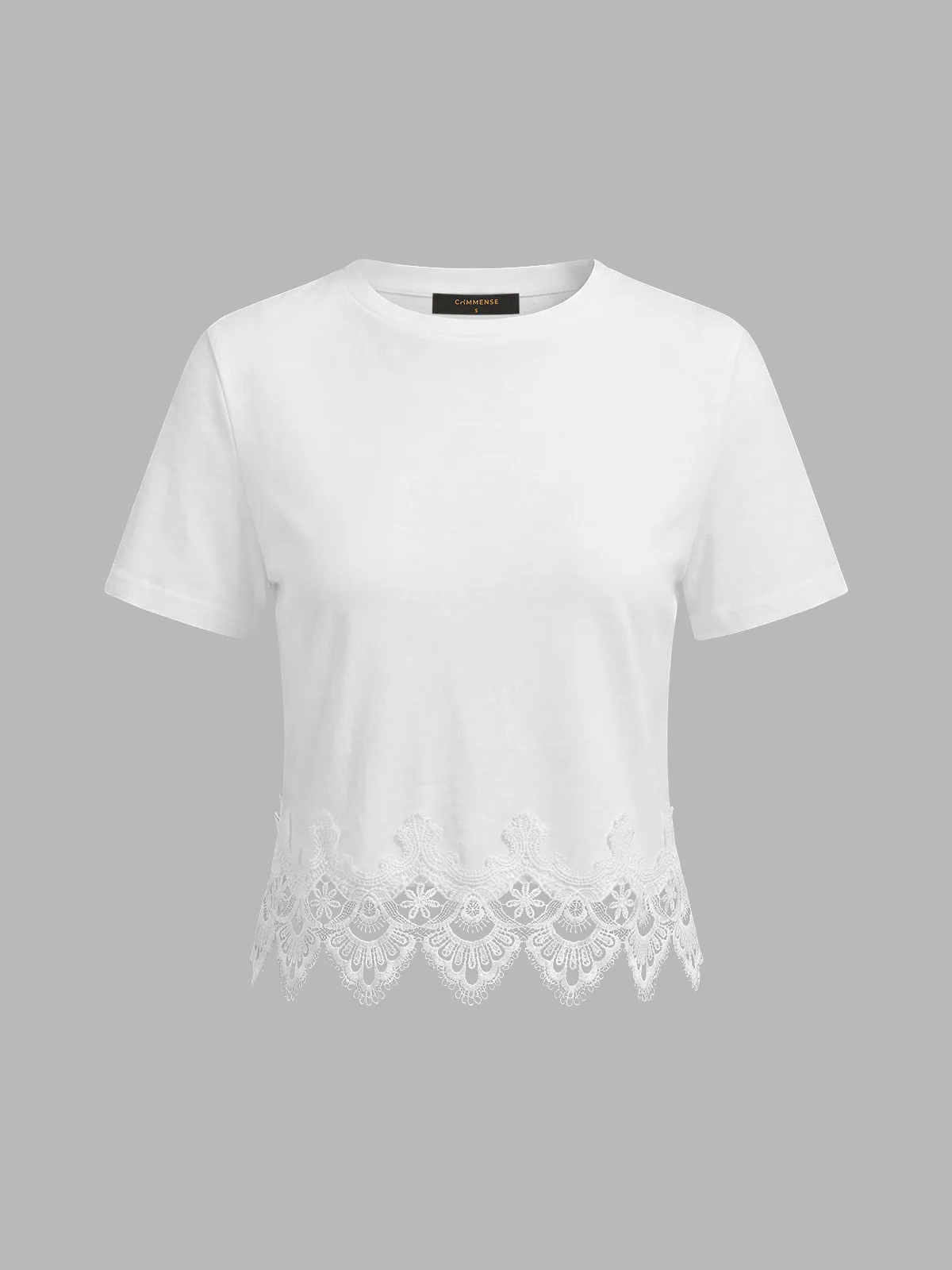 Lace Trim Short-Sleeve Crop Top - Image 5