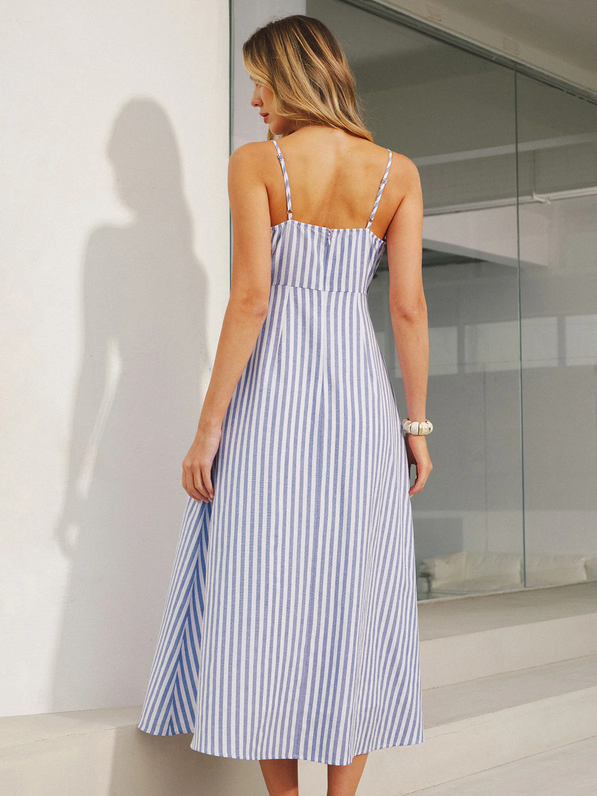 Lace Trim Striped Cami Maxi Dress - Image 5