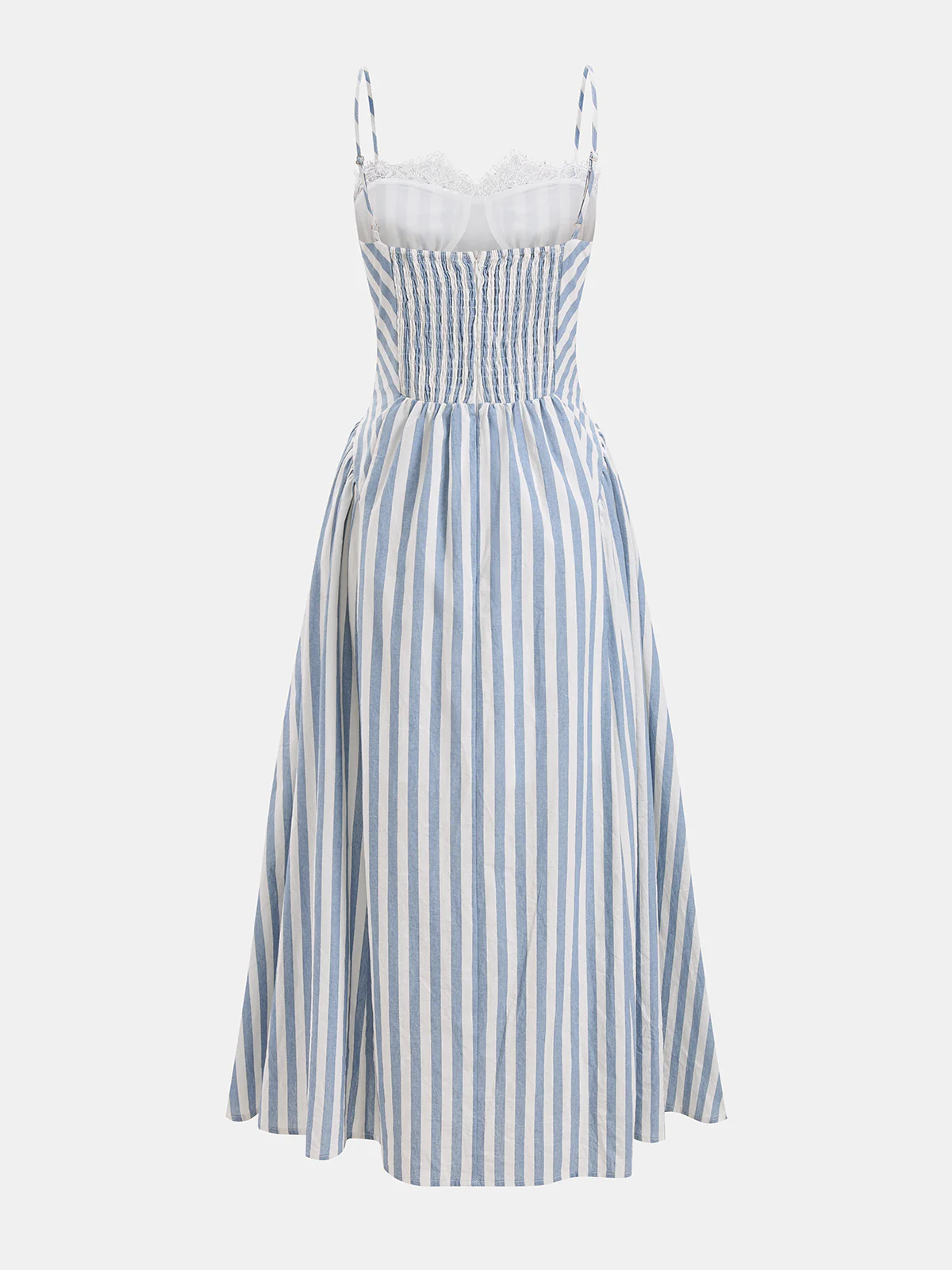 Lace Trim Striped Cotton Cami Maxi Dress - Image 2