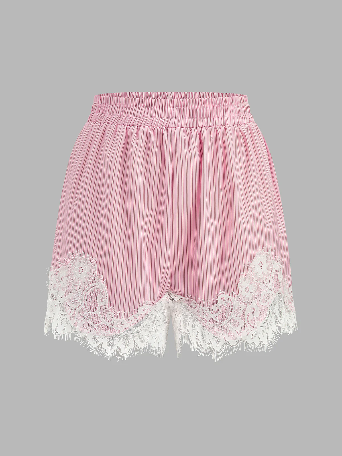 Lace Trim Striped Shirt & Shorts Set - Image 6